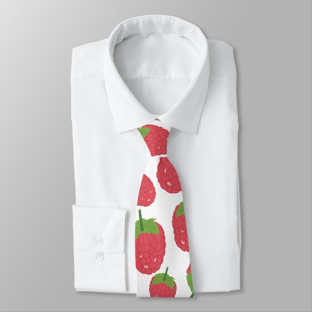 Raspberry Fruit Design Neck Tie (Tied)