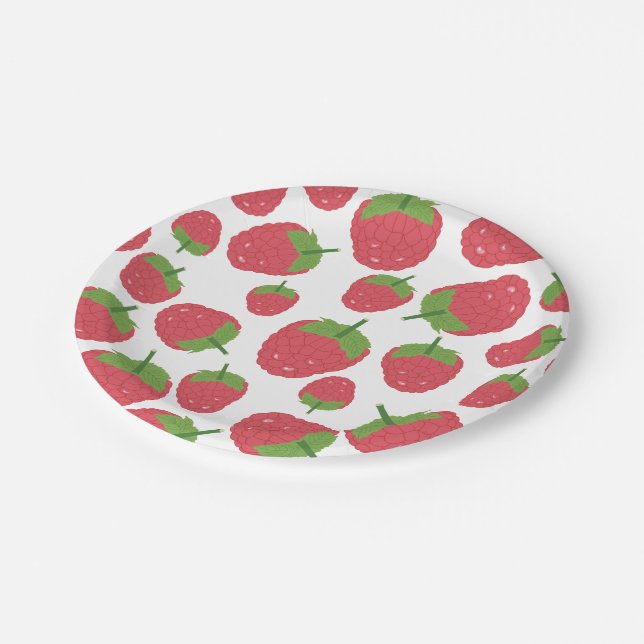 Raspberry Fruit Design Paper Plates (Angled)