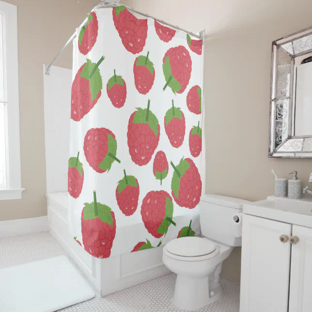 Raspberry Fruit Design Shower Curtain | Zazzle