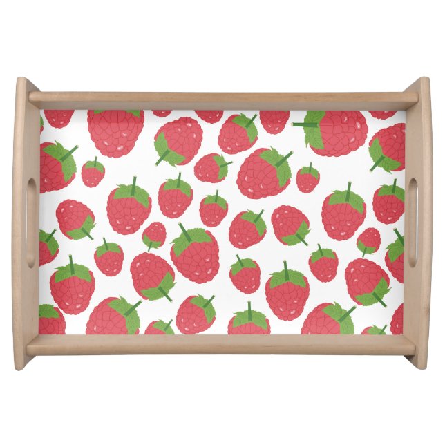 Raspberry Fruit Summer Pattern Design Serving Tray (Front)