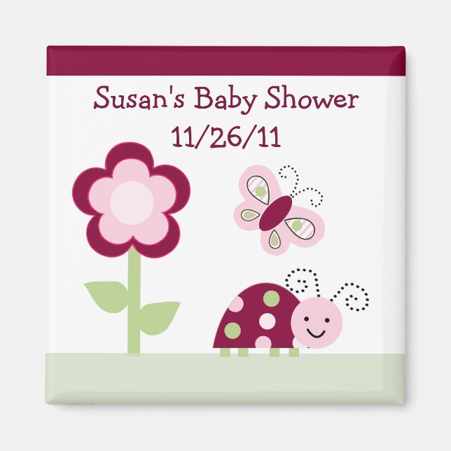 Raspberry Garden/ Ladybug Baby Shower Magnet (Front)