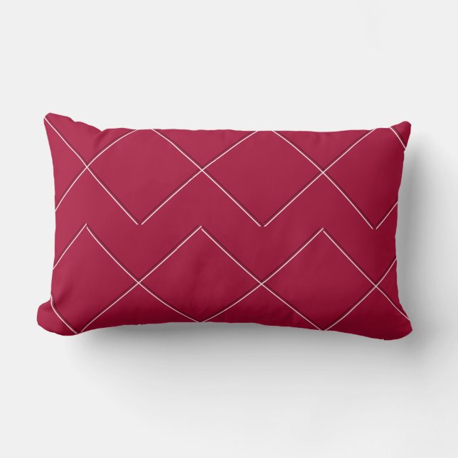 Raspberry Geometric Modern Indoor Lumbar Pillow (Front)