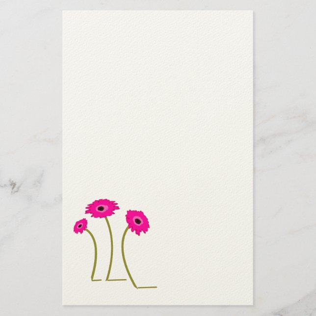 Raspberry Gerber Daisy Stationery (Front)