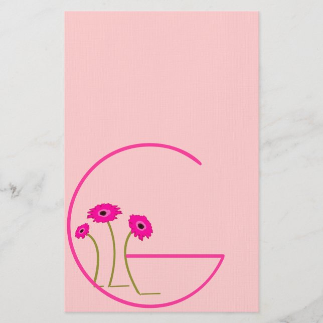 Raspberry Gerber Daisy Stationery (Front)