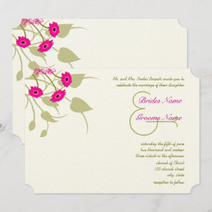 Raspberry Gerber Damask Wedding Invitations