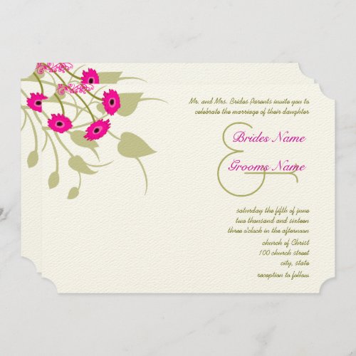 Raspberry Gerber Damask Wedding Invitations