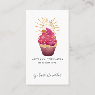 Raspberry Gold Cupcake Baker Bakery Pastry Chef Business Card