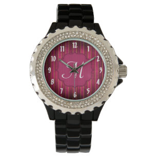 Raspberry Gold Stripe Modern Hot Pink Purple Watch