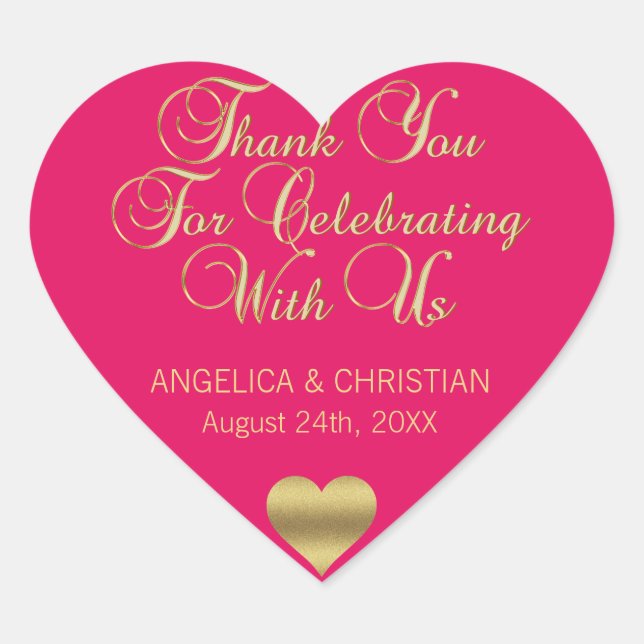 RASPBERRY Gold Thank you Wedding Seals (Front)