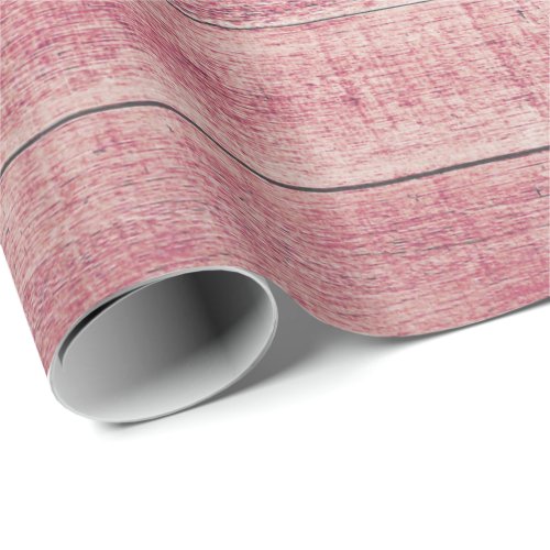 Raspberry Grain Rustic Grungy Rose Pink Paste Wood Wrapping Paper