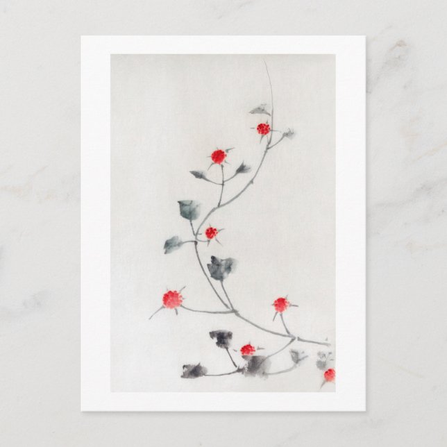 Raspberry, Hokusai, Ukiyo-e Postcard (Front)