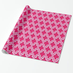 Raspberry Hot Pink White Moroccan #4DS Wrapping Paper