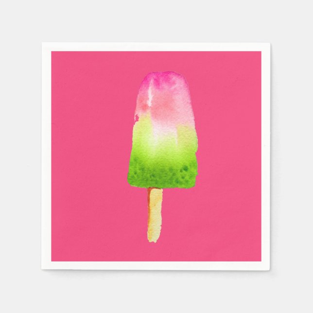 Raspberry ice-block pop art popsicle Summer Napkins (Front)