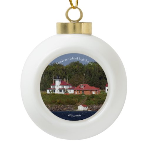 Raspberry Island Lighthouse 2 ornamet Ceramic Ball Christmas Ornament