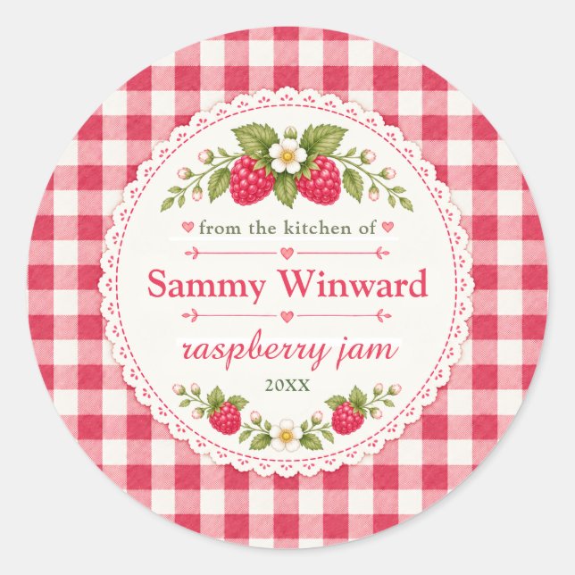 Raspberry Jam Homemade Gift Label (Front)