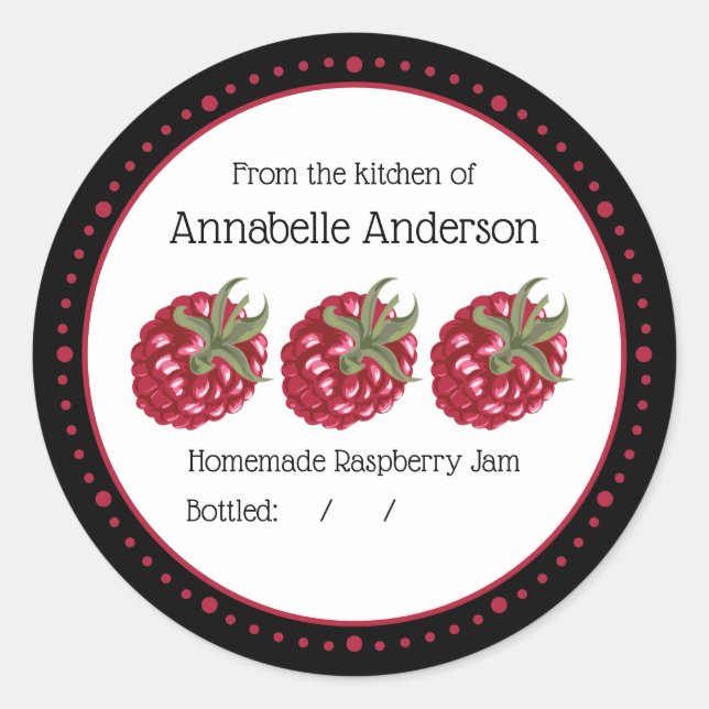 Raspberry Jam Label Modern Minimalist Personalize (Front)