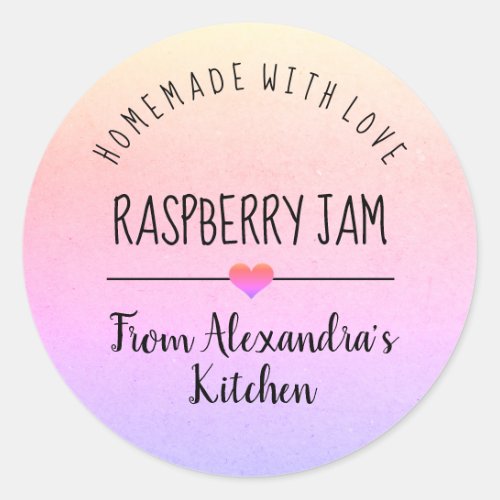 Raspberry jam rainbow classic round sticker