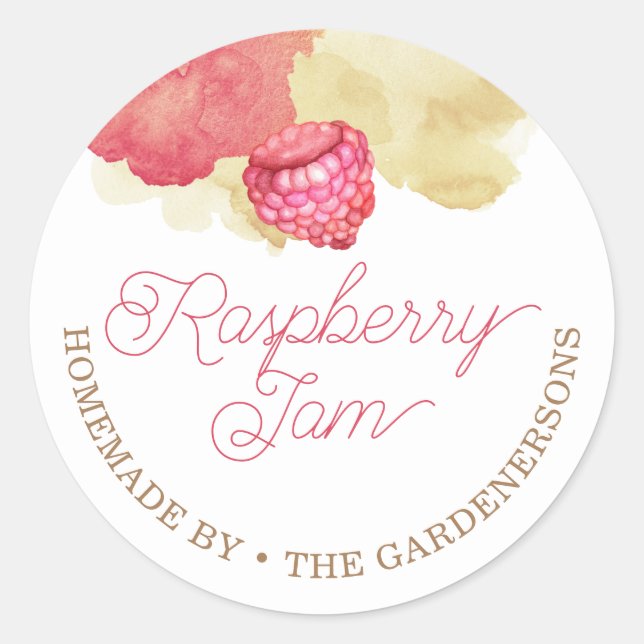 Raspberry Jam Watercolor Classic Round Sticker (Front)
