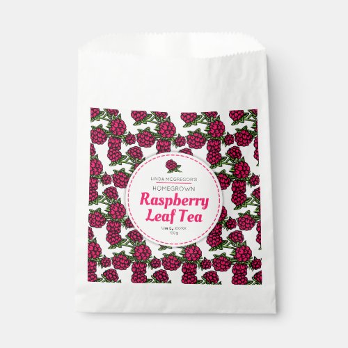 Raspberry leaf tea favor bag