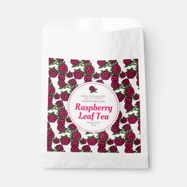Raspberry leaf tea favor bag (Front)