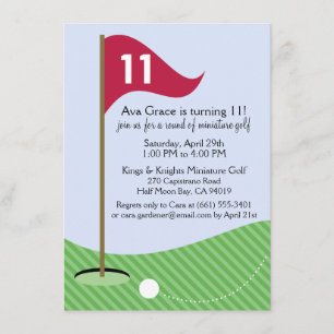 Raspberry Let's Par-Tee Mini Golf Birthday Party Invitation