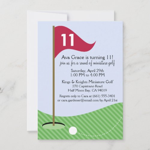 Raspberry Lets Par_Tee Mini Golf Birthday Party Invitation