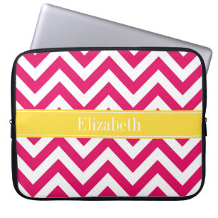 Raspberry Lg Chevron Pineapple Name Monogram Laptop Sleeve
