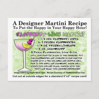 Raspberry Lime Martini Recipe Postcard