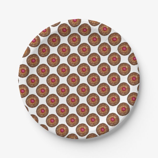 Raspberry Linzer Torte Austrian Christmas Cookie Paper Plates (Front)