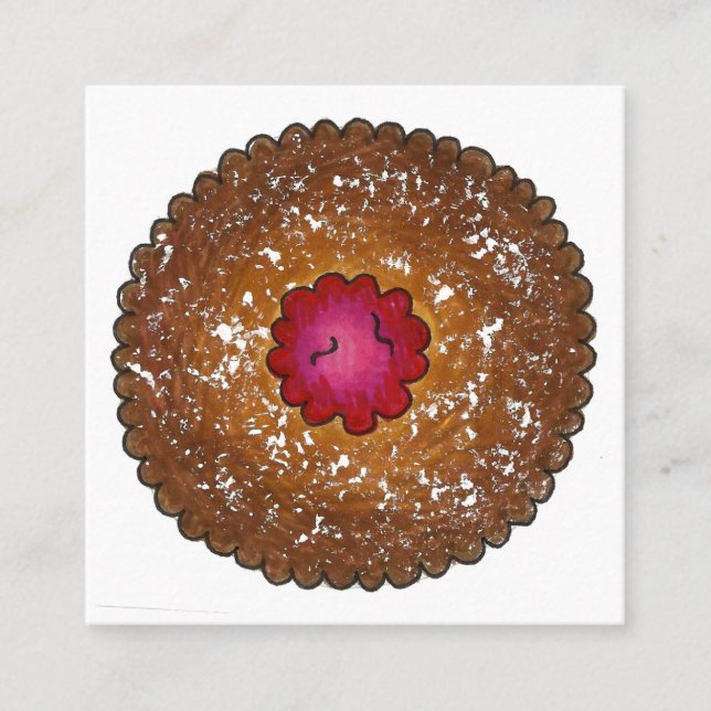 Raspberry Linzer Torte Cookie Baked By Bakery Food Square Business Card (Front)