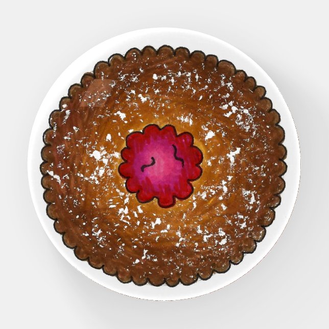 Raspberry Linzer Torte German Christmas Cookie Paperweight (Front)