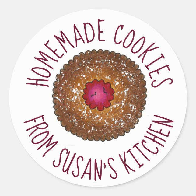 Raspberry Linzer Torte Personalized Baked Kitchen Classic Round Sticker (Front)