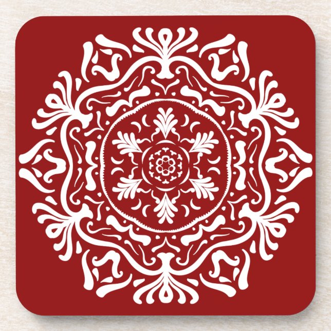 Raspberry Mandala Beverage Coaster (Front)