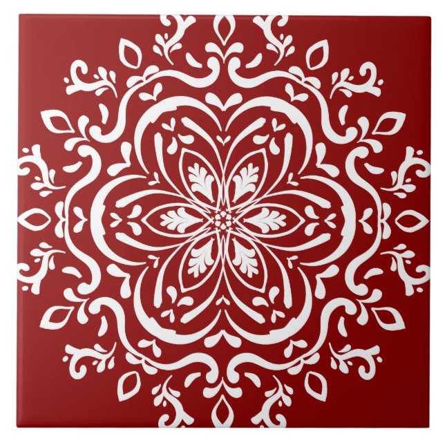 Raspberry Mandala Ceramic Tile (Front)