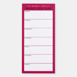 Raspberry Minimalist Simple Family Meal Planning Magnetic Notepad