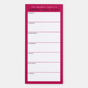 Raspberry Minimalist Simple Family Meal Planning Magnetic Notepad