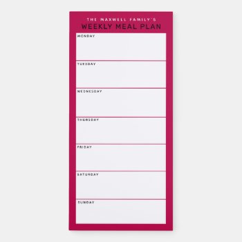 Raspberry Minimalist Simple Family Meal Planning Magnetic Notepad by 2BirdStone at Zazzle