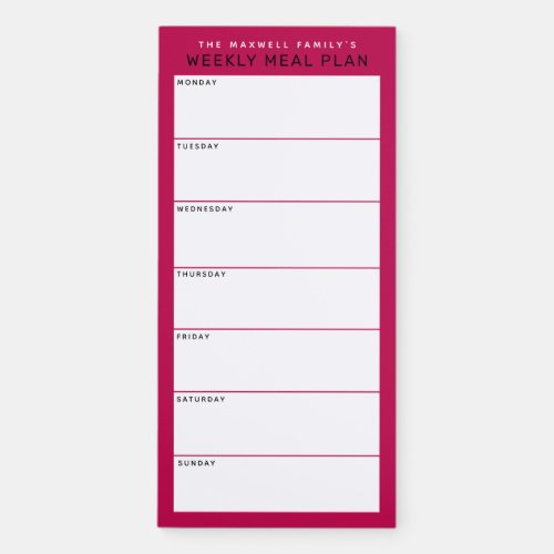 Raspberry Minimalist Simple Family Meal Planning Magnetic Notepad