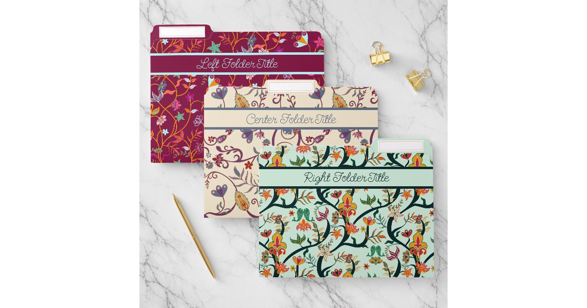 Raspberry, Mint and Cream Boho Patterns File Folder | Zazzle
