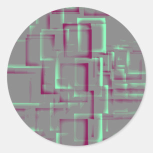 "Raspberry Mint" Geometric Art Classic Round Sticker