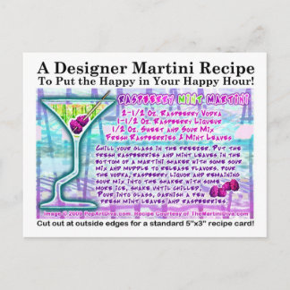Raspberry Mint Martini Recipe Postcard