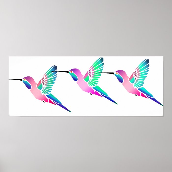 Raspberry Mint Sorbet Hummingbirds Print