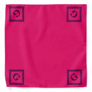 Raspberry, Navy Blue Greek Key #1 Framed Monogram Bandana