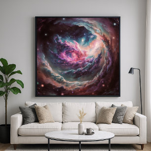 Raspberry Nebula - Vibrant Cosmic Art Poster