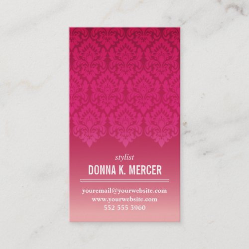 Raspberry Ombre Damask Panel Business Card