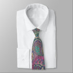 Raspberry Paisley Neck Tie<br><div class="desc">Mehndi Indian Paisley Blue Green Pink Raspberry and Gold Wedding Tie</div>
