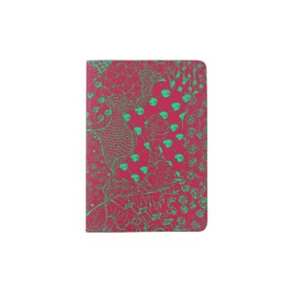 Raspberry Passport Holder with Zentangle Design