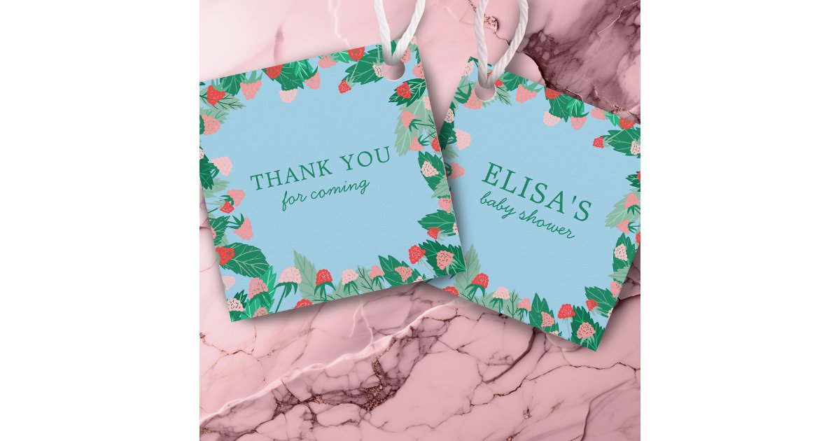 Raspberry Name Tag Raspberry Patch Cute Colorful CUSTOM BABY SHOWER Favor Tags | Zazzle