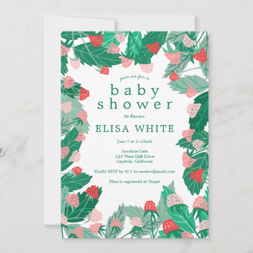 Raspberry Patch Cute Colorful CUSTOM BABY SHOWER Invitation