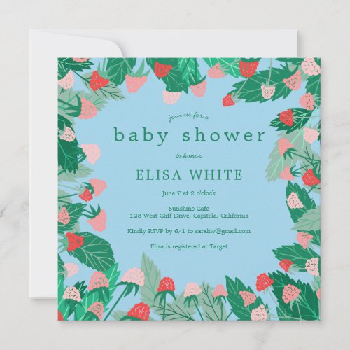 Raspberry Patch Cute Colorful CUSTOM BABY SHOWER Invitation